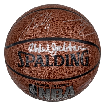 2009-10 Los Angeles Lakers Team Signed Basketball With 15 Signatures Including Abdul-Jabbar & Kobe Bryant (PSA/DNA & Abdul-Jabbar LOA)